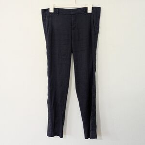 Vince Linen Blend Tapered Crop Pants Mid Rise  Lightweight Classic Blue 8